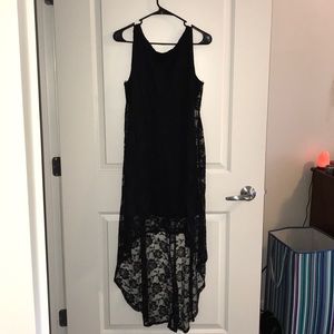 High-low lined floral lace dress